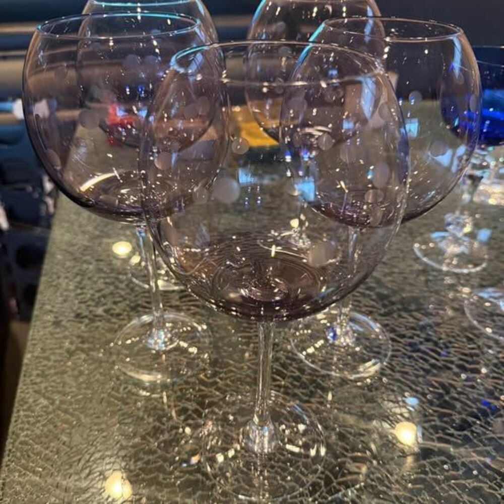 Purple Polka Dot Balloon Wine Glasses